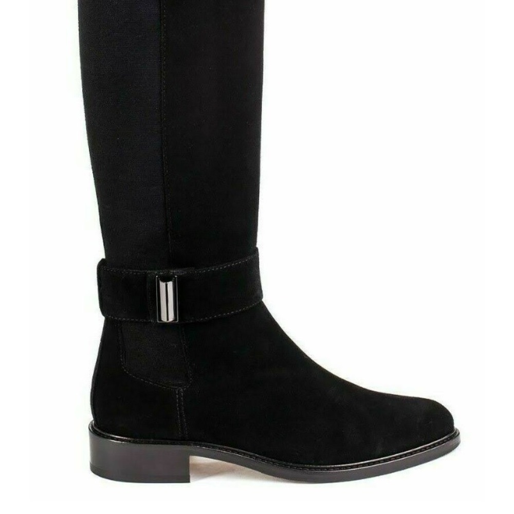Aquatalia Giada black suede riding boots